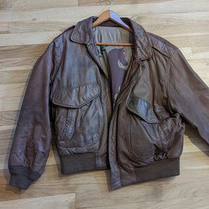 VINTAGE Hunt Club Jacket Brown Leather 46R